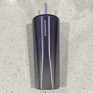 Starbucks 24oz Winter Lilac Silver Ombré Geometric‎ Tumbler with Straw New